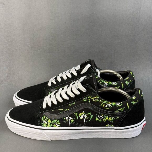 VANS OLD SKOOL EYES IN THE DARK BLACK / GREEN sneaker shoes men’s size 12 - Picture 3 of 8